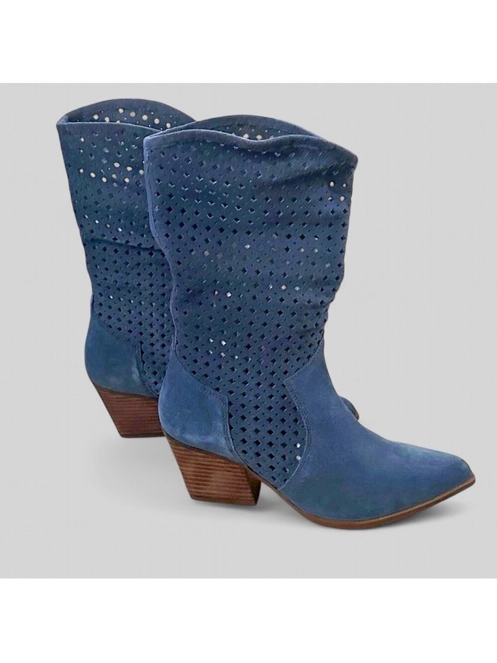 Seychelles Diva Blue Suede Perforated Mid-Calf Boots Size 7.5 NWT - Picture 11 of 11